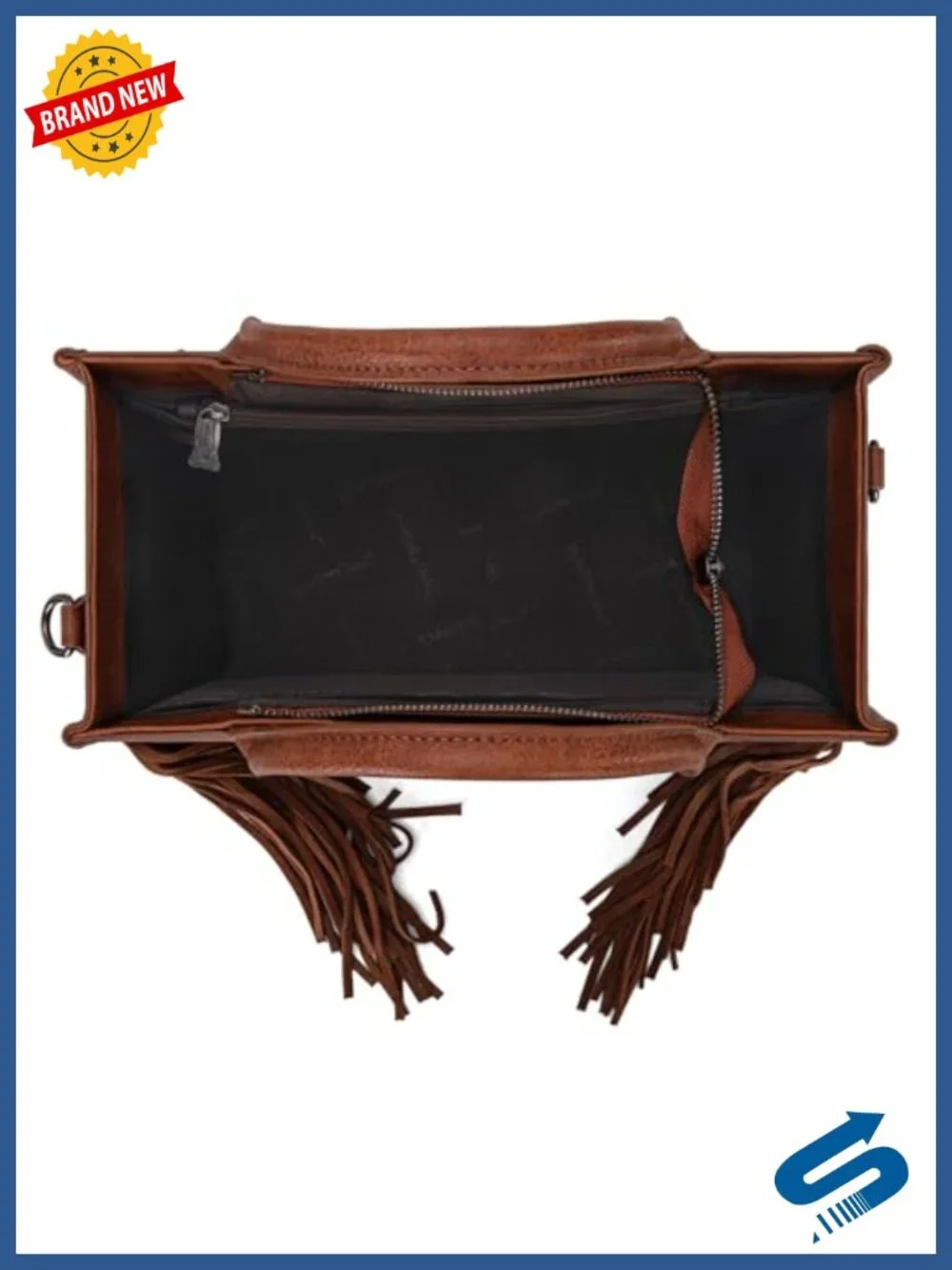 Tooled Leather Floral Fringe Tote with Wallet Set
